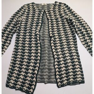 Zoey Womens Black White Zig Zag Open Front Longline Cardigan Sweater Size Medium